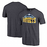 Denver Nuggets Heather Navy Distressed Team Logo Fanatics Branded Tri-Blend T-Shirt,baseball caps,new era cap wholesale,wholesale hats